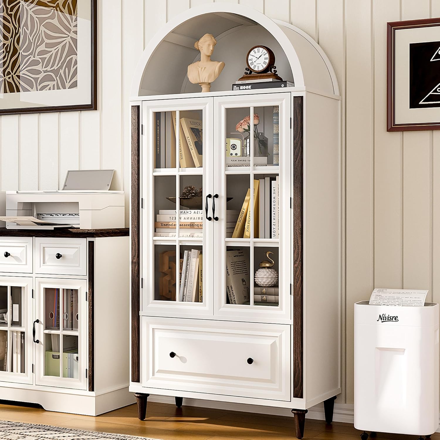 Home & Hotel Textiles Private Limited - 71” Handcrafted Arched Bookcase, Filing Cabinet