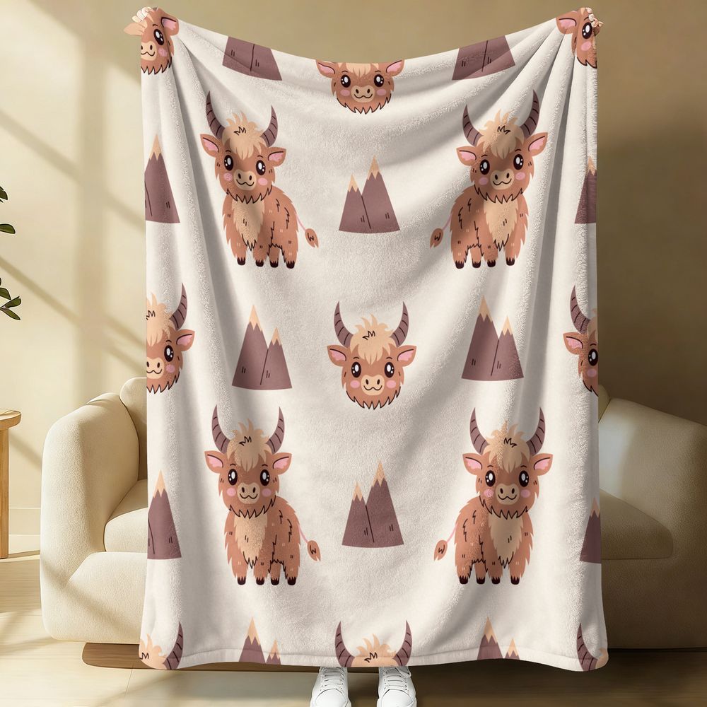 Cute Highland Cow Print Flanne – обзор и цена Highland Home Textiles
