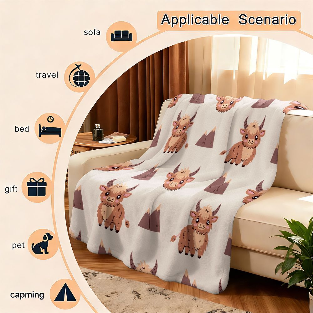 Cute Highland Cow Print Flanne – обзор и цена Highland Home Textiles