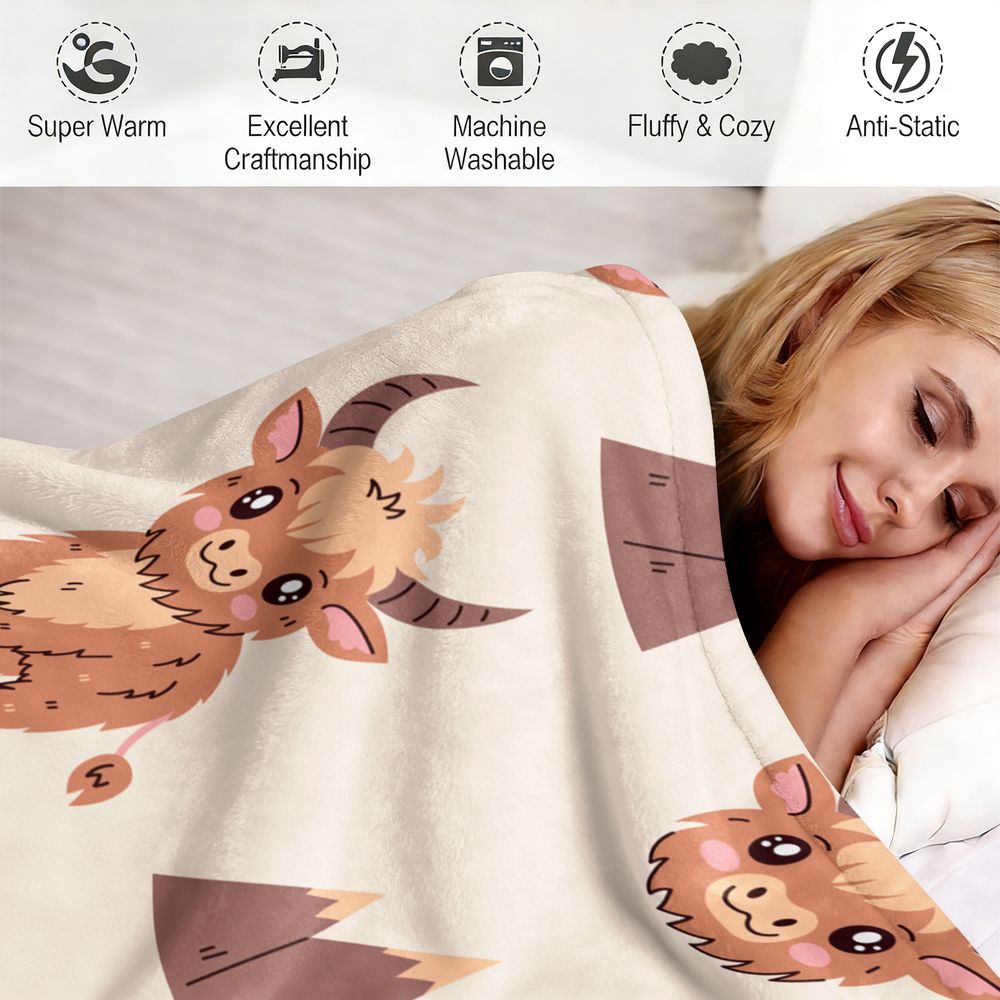 Cute Highland Cow Print Flanne – обзор и цена Highland Home Textiles