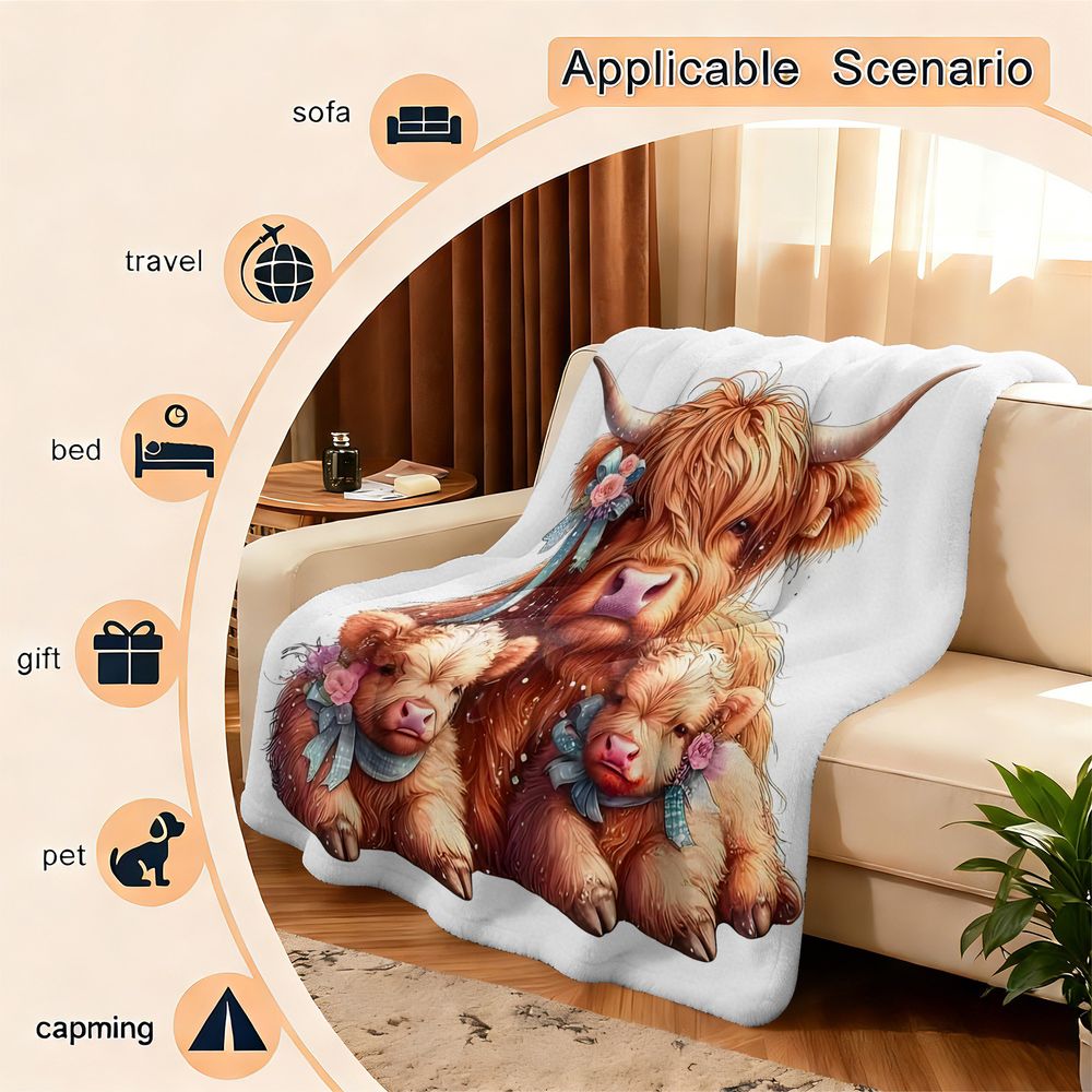 Highland Cow Print Blanket Fla – обзор и цена Highland Home Textiles