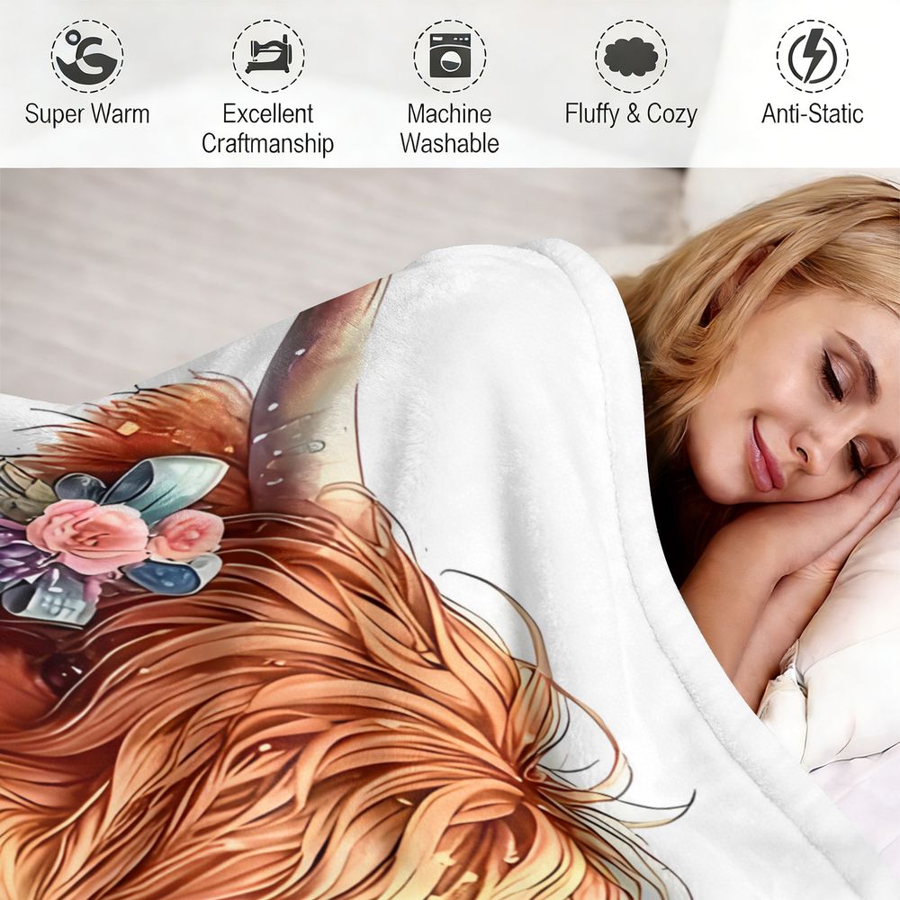 Highland Cow Print Blanket Fla – обзор и цена Highland Home Textiles