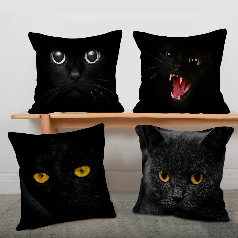 Black Cat Print Pillow Cover f – обзор и цена Home.Textiles Cushion