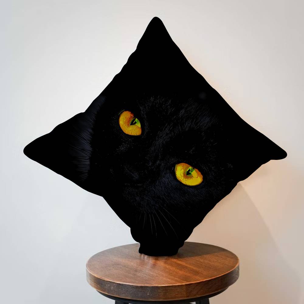 Black Cat Print Pillow Cover f – обзор и цена Home.Textiles Cushion