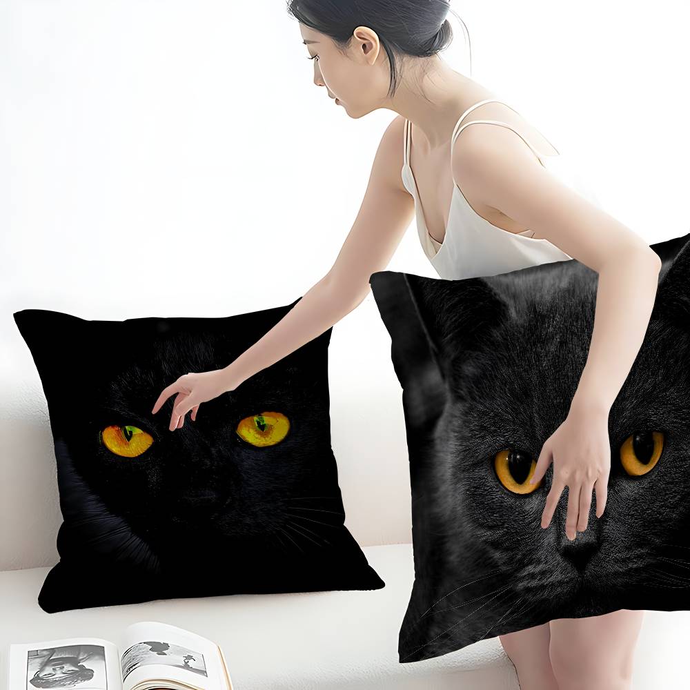 Black Cat Print Pillow Cover f – обзор и цена Home.Textiles Cushion