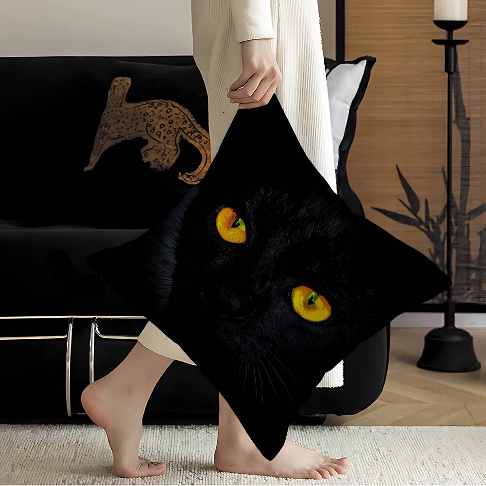 Black Cat Print Pillow Cover f – обзор и цена Home.Textiles Cushion