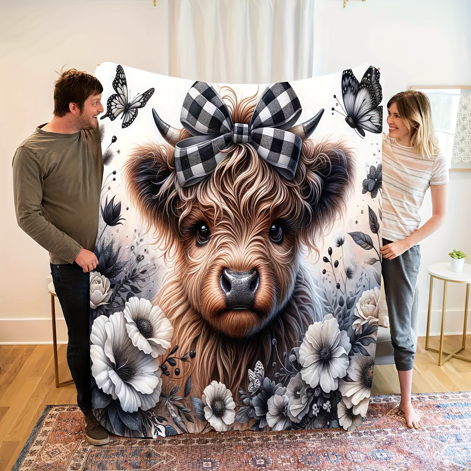Highland Cow Plaid Blanket - C – обзор и цена Highland Home Textiles