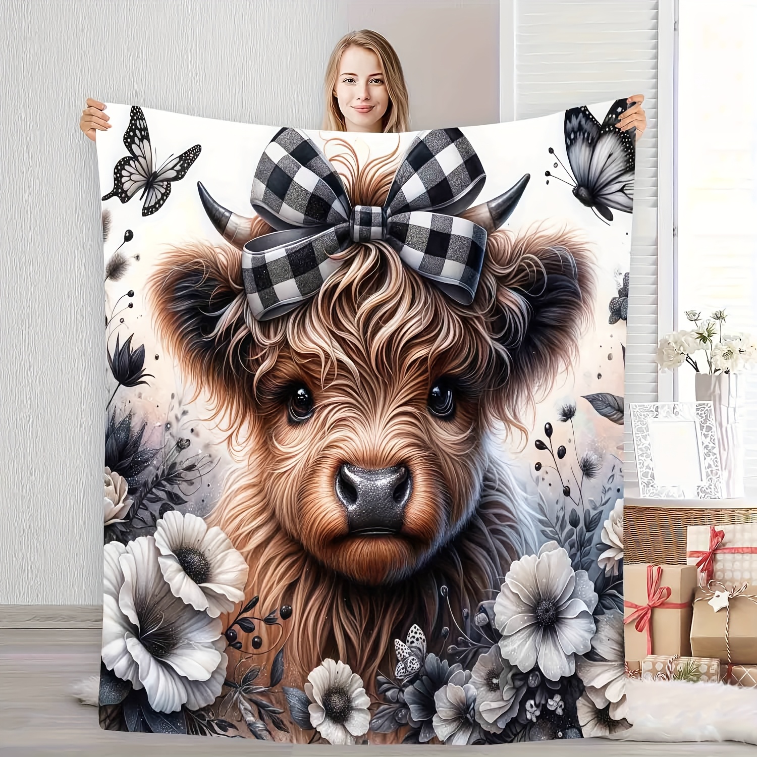 Highland Cow Plaid Blanket - C – обзор и цена Highland Home Textiles