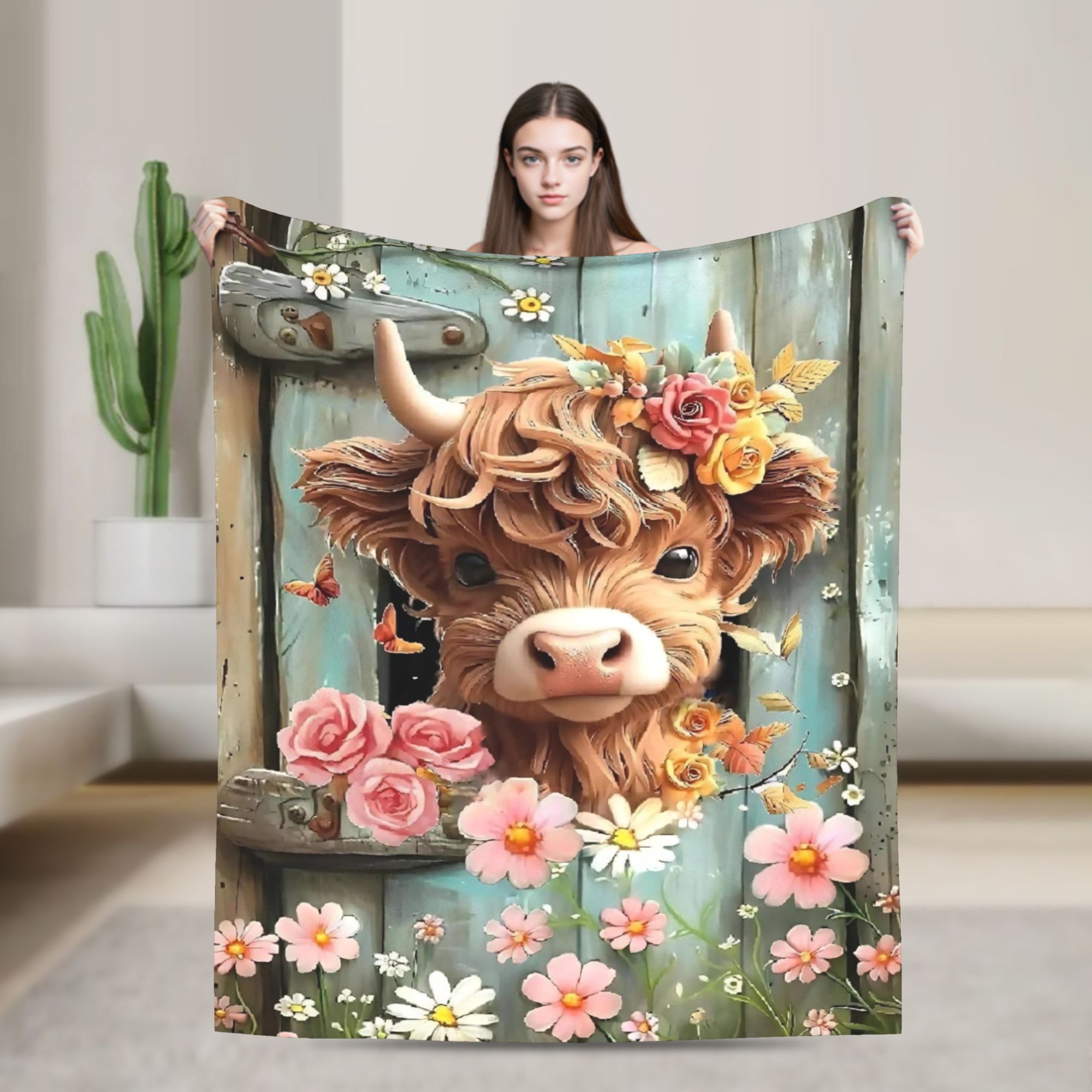 Highland Cow Boho Floral Blank – обзор и цена Highland Home Textiles