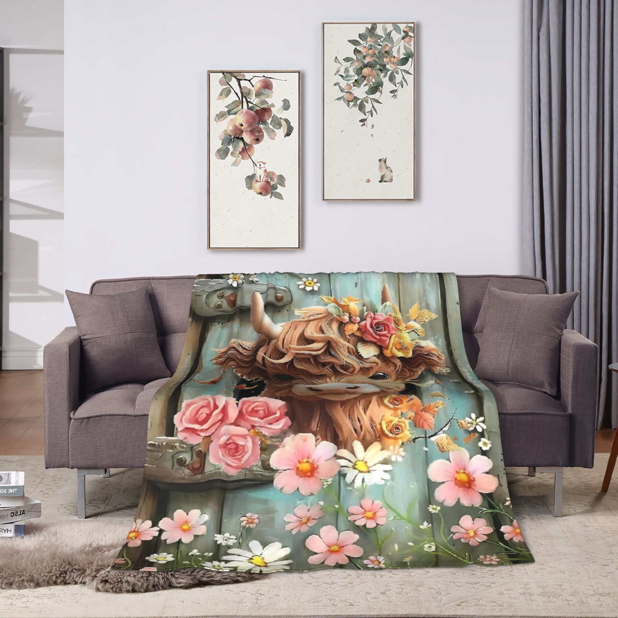 Highland Cow Boho Floral Blank – обзор и цена Highland Home Textiles