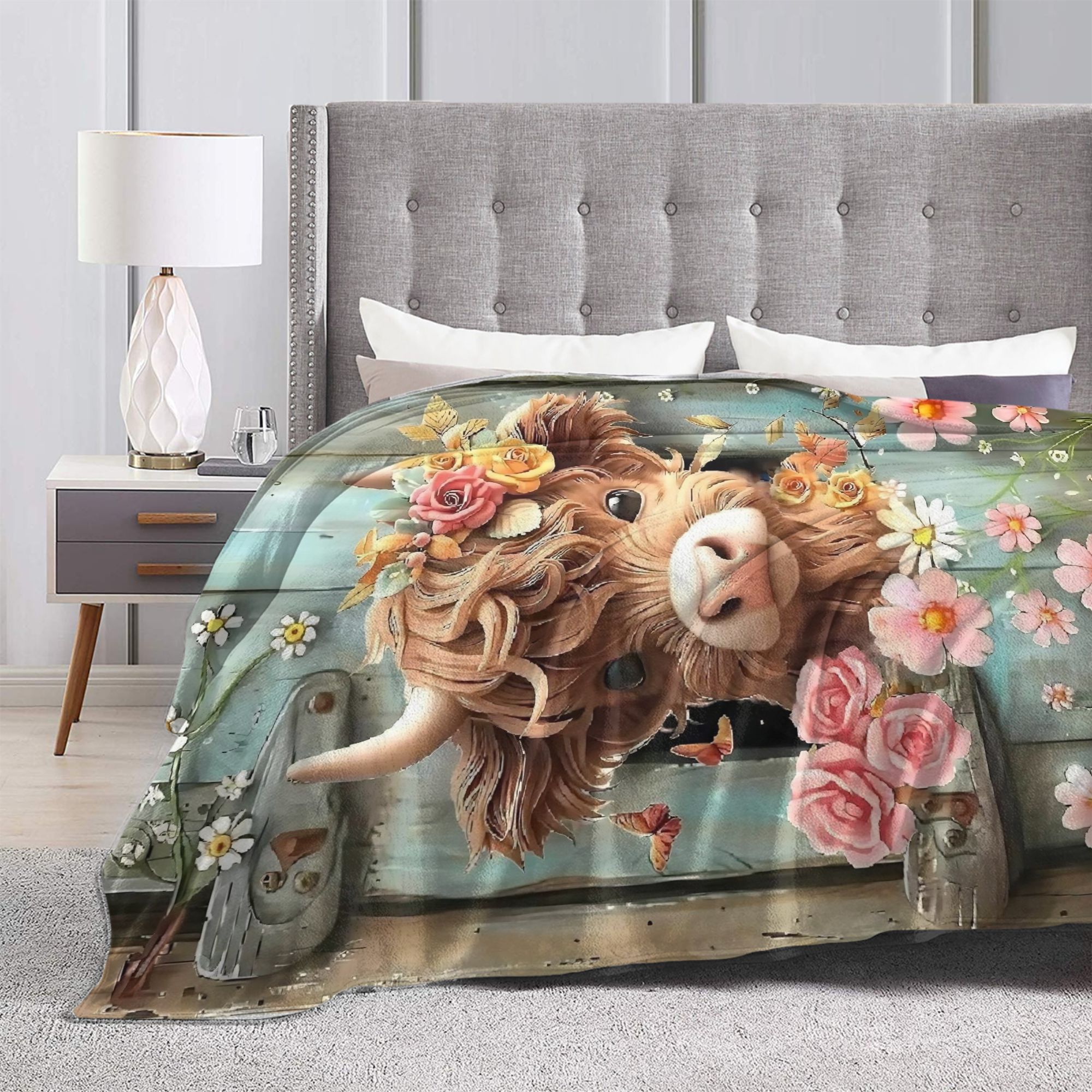 Highland Cow Boho Floral Blank – обзор и цена Highland Home Textiles