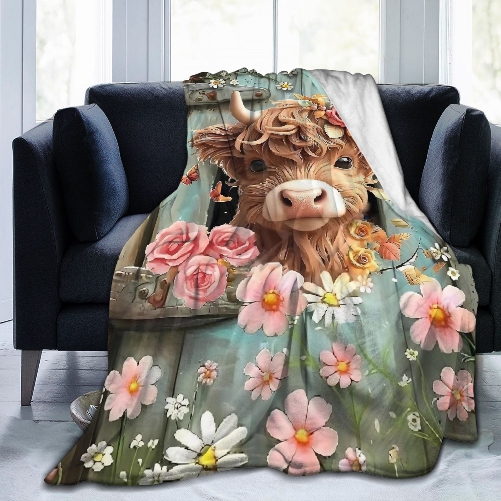 Highland Cow Boho Floral Blank – обзор и цена Highland Home Textiles