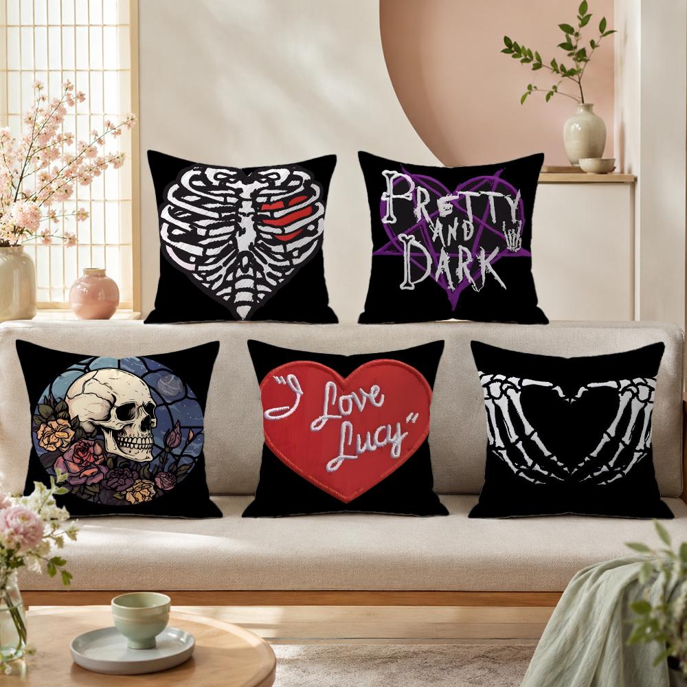 Anime Skull heart print Pillow – обзор и цена Home Textiles Premium
