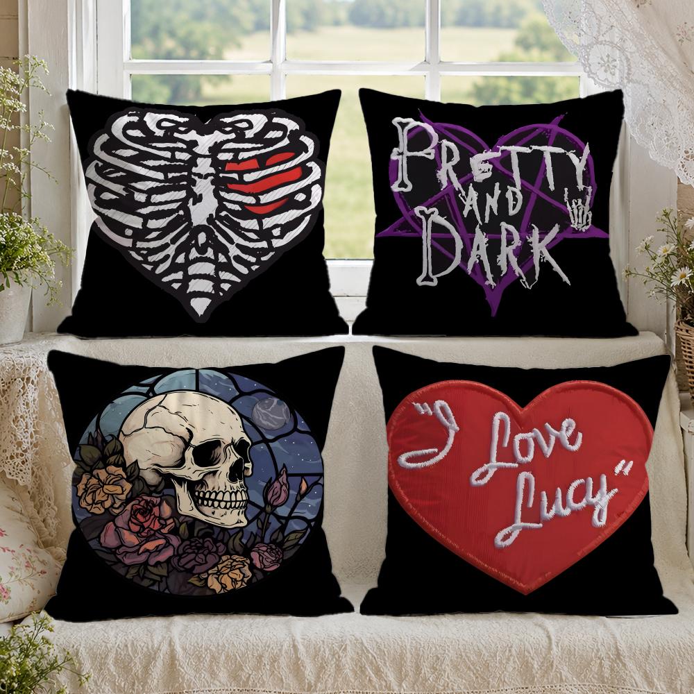 Anime Skull heart print Pillow – обзор и цена Home Textiles Premium